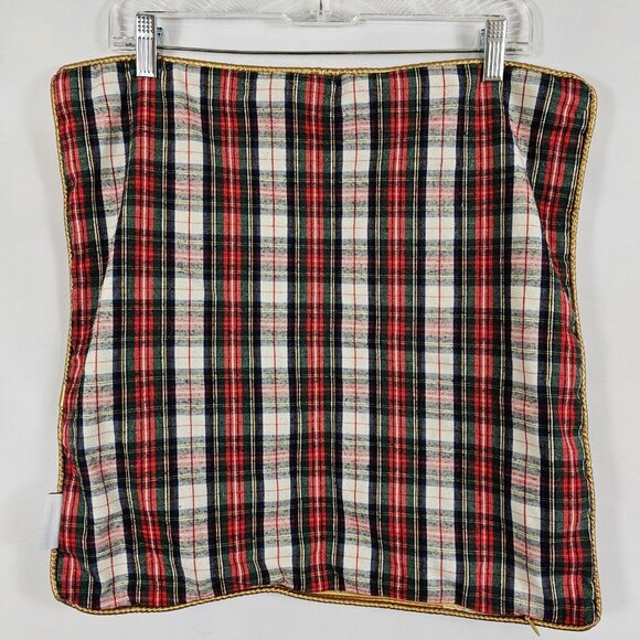 Willamstown 18" Gray Frenchie Bulldog Gold/Red Checker Plaid Pillow Sham Cover - Picture 3 of 10